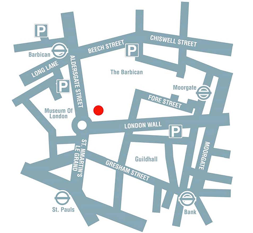 Map to the venue: 4-minute walk from Barbican Underground Station